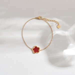 Bracelet Trèfle Femme Rouge