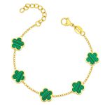 Bracelet Trèfle Femme Métal Vert